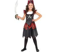 Smiffys Costume pirate fille tête de mort, avec robe et foulard Halloween