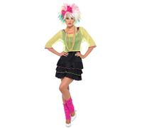 Smiffys Costume pop star années 80, Noir et jaune, avec haut, robe et bandeau Halloween