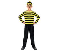 Smiffys Costume Pouah Où est Charlie, avec haut, pantalon, chapeau, moustache et lunettes Halloween, Carnaval