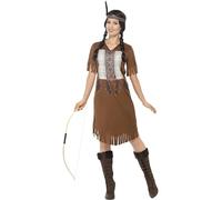 Smiffys Costume princesse inspiré amérindien, marron, avec robe et bandeau
