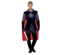 Smiffys Costume roi Arthur Deluxe, Noir, avec haut, cape, gants, couvre-bottes et couronne Halloween