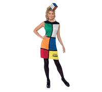 Smiffys Costume Rubik's Cube, Multicolore, avec robe, bandeau et sac Halloween, Carnaval