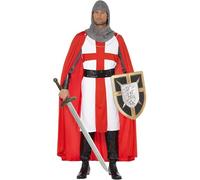 Smiffys Costume Saint-Georges, le héros, Rouge, avec tunique, cape, coiffe, manchettes et ceinture Halloween