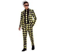Smiffys Costume sandwich « Émoticône » smiley, Jaune et noir, Veste, pantalon et cravate
