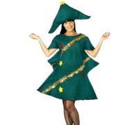 Smiffys Costume sapin de Noël, Vert, avec tunique et chapeau Halloween, Carnaval