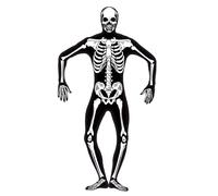 Smiffys Costume seconde peau squelette, avec braguette masquée & ouverture sous le menton, GID Halloween