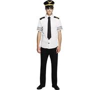 Smiffy's – Déguisement Capitaine Pilote Homme – Taille M Blanc