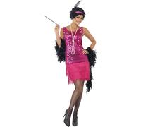 Smiffys Costume soirée délurée, rose sexy, avec robe, coiffe et collier Halloween
