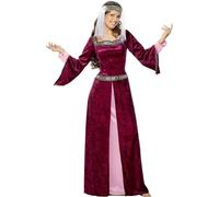 Smiffys Costume soubrette Marion, bordeaux, avec robe et coiffe Halloween