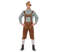 Déguisement Traditionnel De Bavarois Marron Avec Lederhosen Pour Homme (Taille L) Multicolore