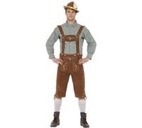 Déguisement Traditionnel De Bavarois Marron Avec Lederhosen Pour Homme (Taille L) Multicolore