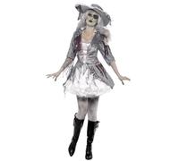 Smiffys Costume trésor pirate bateau fantôme, Gris, avec robe & chapeau Halloween