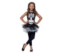 Smiffy's Déguisement enfant Tutu Squelette - Noir & blanc, imprimé Halloween - Taille 10/12 ans