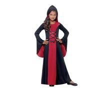 Smiffys Costume vamp, Rougeet Noir, avec robeet capuche, détail dentelle