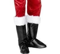 Smiffys Couvre-bottes de Père Noël, Noir, avec fourrure