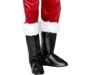 Smiffys Couvre-bottes de Père Noël, Noir, avec fourrure Halloween