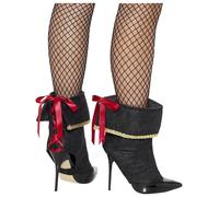 Smiffys Couvre-bottes pirate, Noir, avec dos à nouer