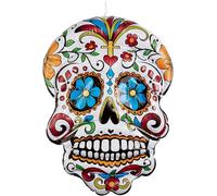 Smiffys Crâne qui pend gonflable du Jour des morts, Blanc, avec imprimé floral