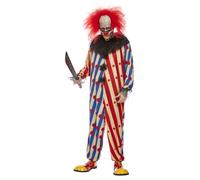 Déguisement Creepy Clown Bicolore Homme - Taille: M Rouge