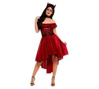 Smiffys Costume de diable du Jour des morts, Rouge, avec robe et bandeau Halloween