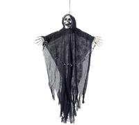 Smiffys Décoration à suspendre squelette faucheur, Noir, avec cape et chaines, 70cmx90cm / 28inx35in Halloween