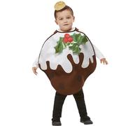 Smiffys Déguisement à paillettes de pudding de Noël, Marron, avec tabard et bandeau Halloween