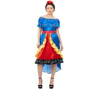 Smiffy's Déguisement Frida de luxe pour femmes – robe et bandeau – Halloween/Carnaval