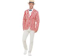 Smiffys Déguisement de barbier des années 20, Rouge et blanc, avec veste, chapeau et nœud papillon