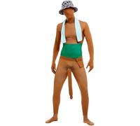 Smiffys Déguisement de Big Willy Homme, avec tout-en-un, chapeau, écharpe et sac Halloween