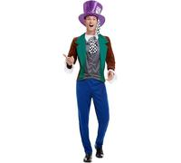 Smiffys Déguisement de Chapelier fou, Multicolore, avec veste, pantalon et chapeau Halloween