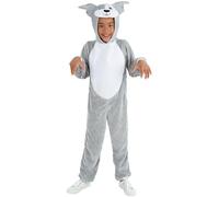 Smiffys Déguisement de chien onesie, Gris, avec combinaison à capuche et queue