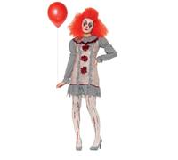 Smiffys Déguisement de clown vintage femme, Gris et rouge, avec une robe et une collerette Halloween