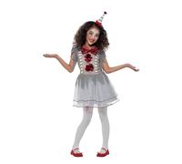 Smiffys Déguisement de clown vintage fille, Gris et rouge, avec robe et bandeau pour les cheveux