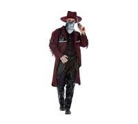 Smiffys Déguisement de cowboy de western sombre, Bordeaux, Veste, jambières, étui, chapeau et masque Halloween