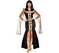 Smiffys Déguisement de déesse égyptienne, Noir, Robe avec cape Halloween