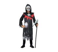 Smiffys Déguisement de faucheur de luxe, Robe avec crâne, thorax et masque en EVA