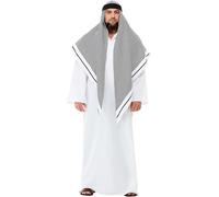 Smiffys Déguisement de faux cheikh de luxe, Blanc, avec robe et coiffe Halloween