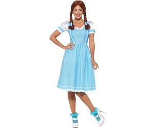 Smiffys Déguisement de fille de la campagne du Kansas, Bleu et blanc, Avec la robe et les noeuds pour les cheveux Halloween