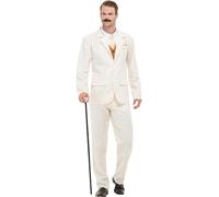 Smiffys Déguisement de gentleman des années vrombissantes, Blanc, avec veste de smoking, pantalon et haut factice