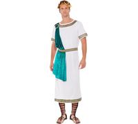 Smiffys Déguisement de luxe empereur Toga de l'Empire Romain, Blanc, Tout en un, ceinture et bandeau Halloween