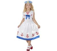 Smiffys Déguisement de marin, Blanc, Robe et chapeau