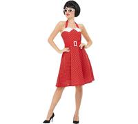Smiffys Déguisement de pin-up rockabilly des années 50, Rouge, avec robe trapèze dos nu