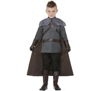 Smiffys Déguisement de seigneur médiéval de luxe, Gris, Tunique, cape, couvre-bottes et gants