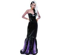 Smiffys Déguisement de sorcière maléfique des mers, Noir, Robe Halloween
