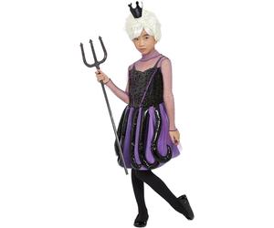 Smiffys Déguisement de sorcière maléfique des mers, Noir, Robe Halloween