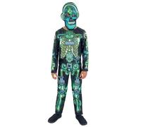 Smiffys Déguisement de squelette phosphorescent, Tout-en-un et masque
