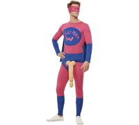 Smiffys Déguisement de super-héros Willyman, Rose et bleu, avec body, masque et survêtement Halloween, Carnaval