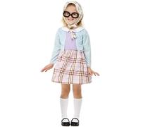 Smiffys Déguisement de vieille dame, Bleu, Robe, foulard et lunettes