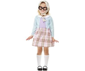 Smiffys Déguisement de vieille dame, Bleu, Robe, foulard et lunettes