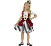 Smiffys Déguisement Enfant, Fille Pirate, avec robe et chapeau sur serre-tête